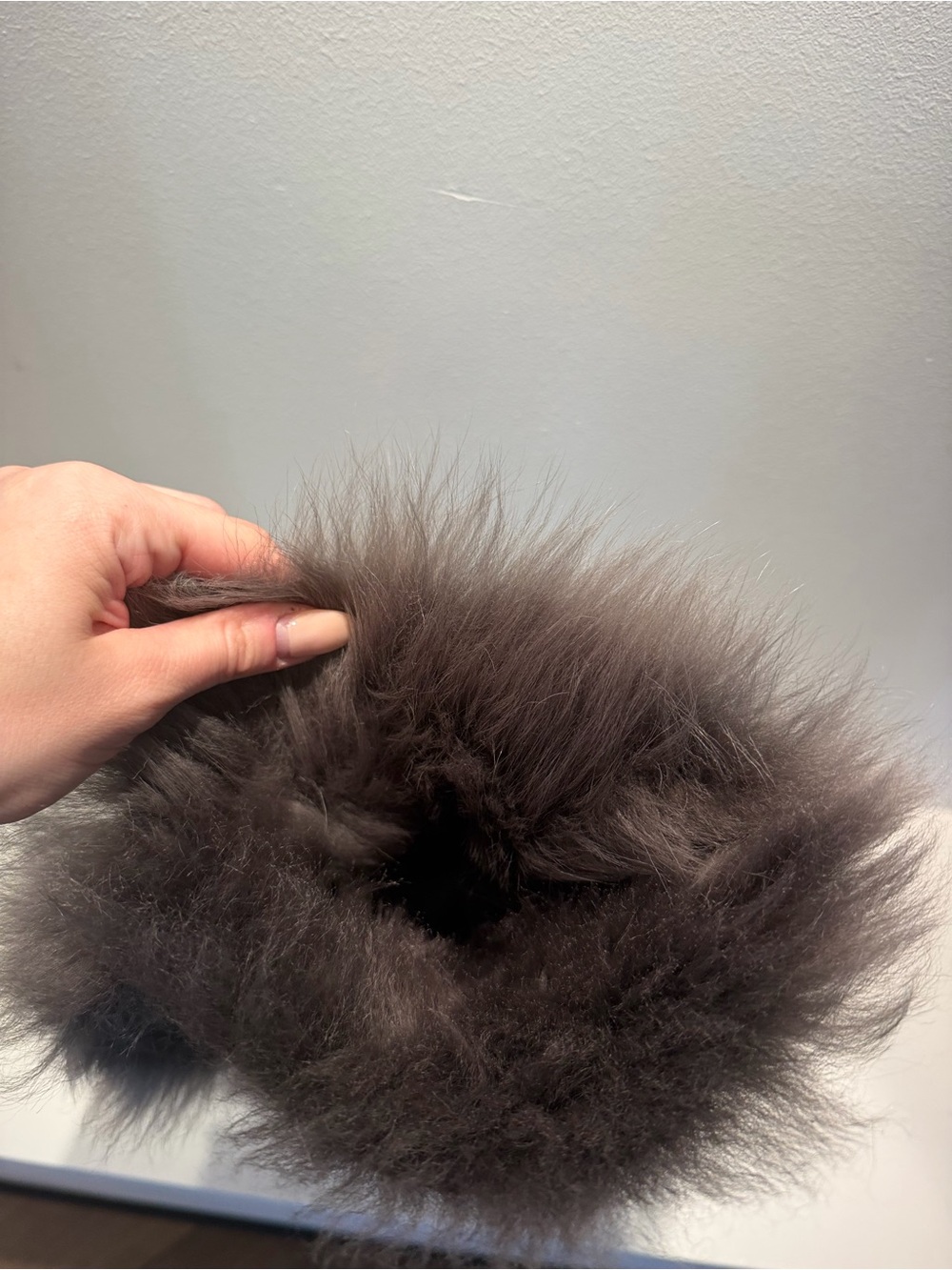 Pedro Garcia Sully Gray Suede Knee-High Fur Heeled Boots Peep Toe - Picture 6 of 7